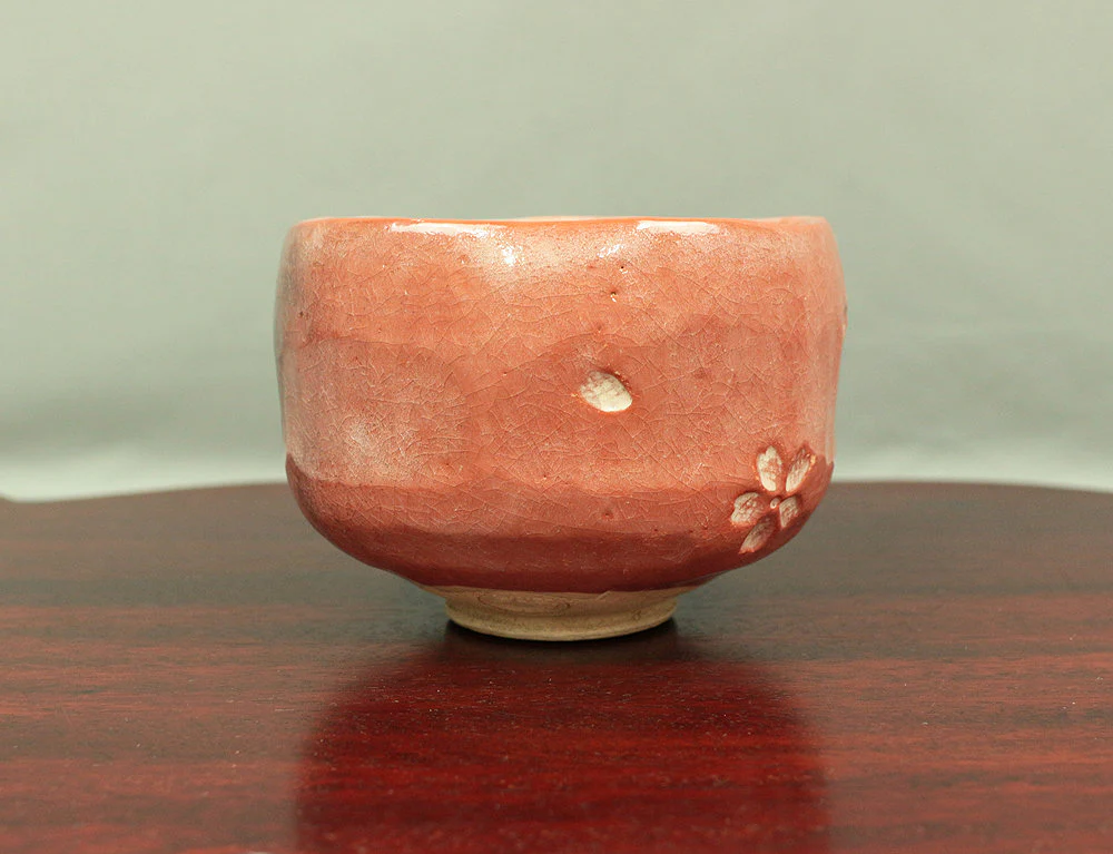 赤楽 AKARAKU Red Raku 楽入 SAKURA Cherry Tea Bowl Japanese Tea Ceremony Box V354 / Japan Cherry Blossom Traditional Kiln Craft Culture Pottery - Image 6