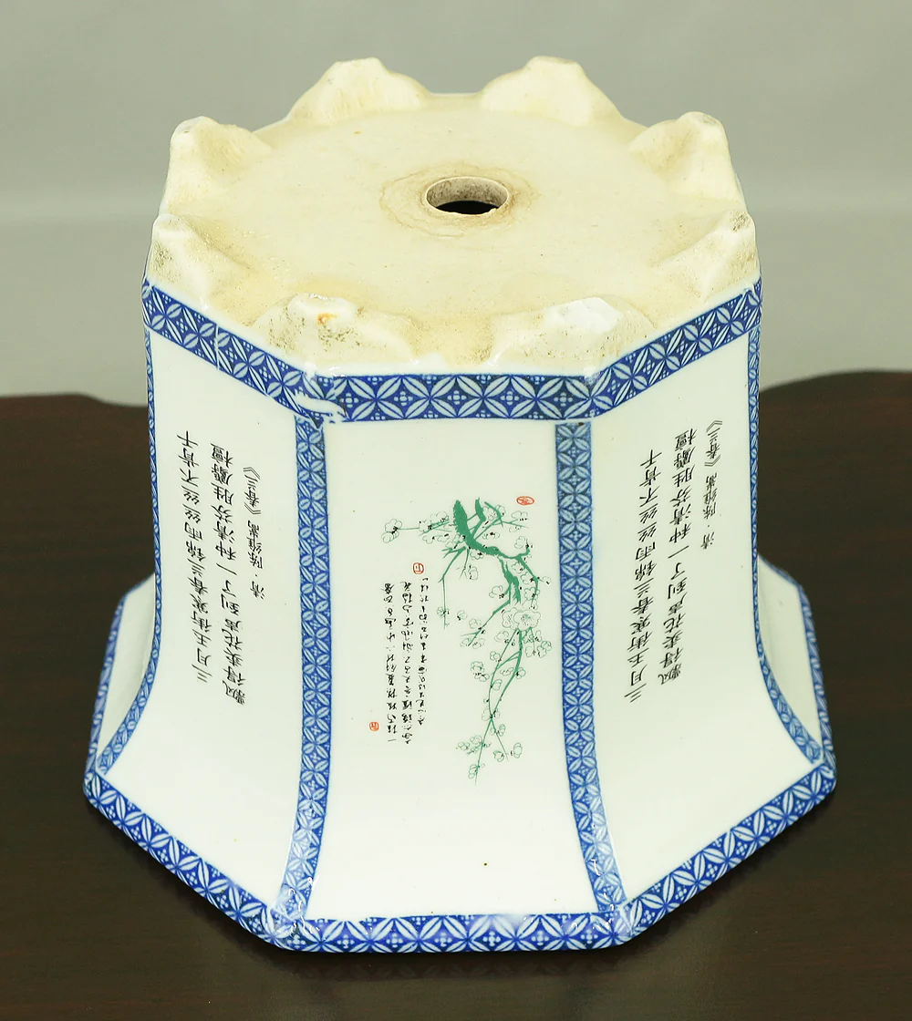 Chinese Sometsuke Rectangle Shikunshi (Four classic plants) Bonsai Pot VA562 - Image 17