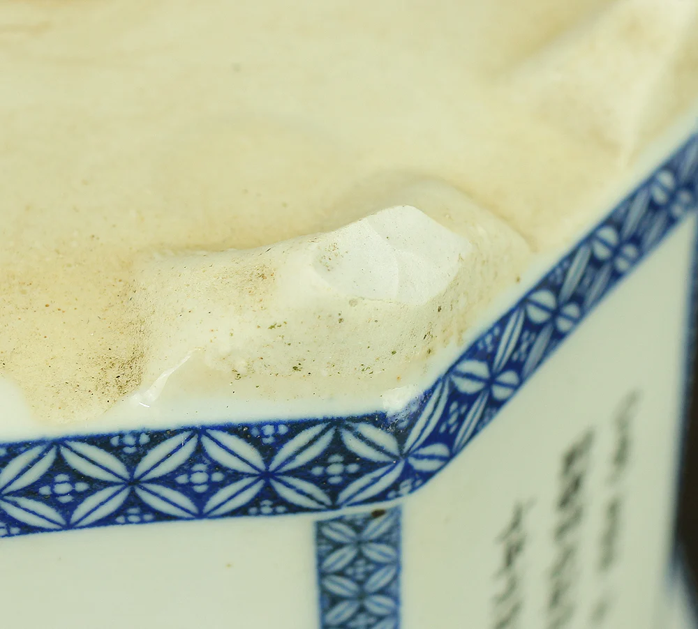 Chinese Sometsuke Rectangle Shikunshi (Four classic plants) Bonsai Pot VA562 - Image 20