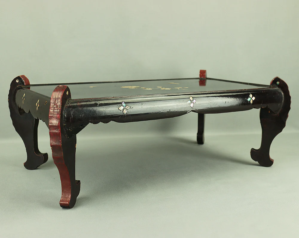 'Chrysanthemum and Butterfly' Inlaid Raden Mother of Pearl Black Lacquer Wooden Incense Burner Stand Flower Stand Bonsai Stand VA306 - Image 23