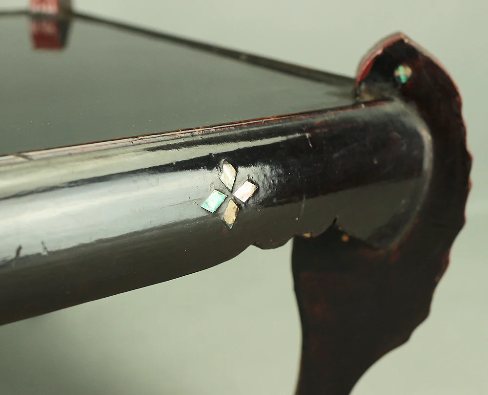 'Chrysanthemum and Butterfly' Inlaid Raden Mother of Pearl Black Lacquer Wooden Incense Burner Stand Flower Stand Bonsai Stand VA306 - Image 25