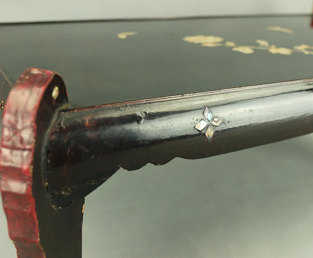 'Chrysanthemum and Butterfly' Inlaid Raden Mother of Pearl Black Lacquer Wooden Incense Burner Stand Flower Stand Bonsai Stand VA306 - Image 27