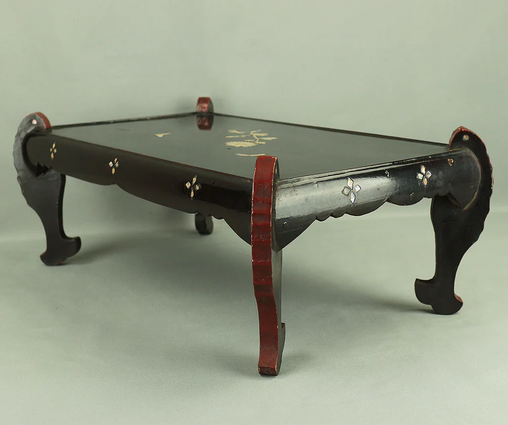 'Chrysanthemum and Butterfly' Inlaid Raden Mother of Pearl Black Lacquer Wooden Incense Burner Stand Flower Stand Bonsai Stand VA306 - Image 29