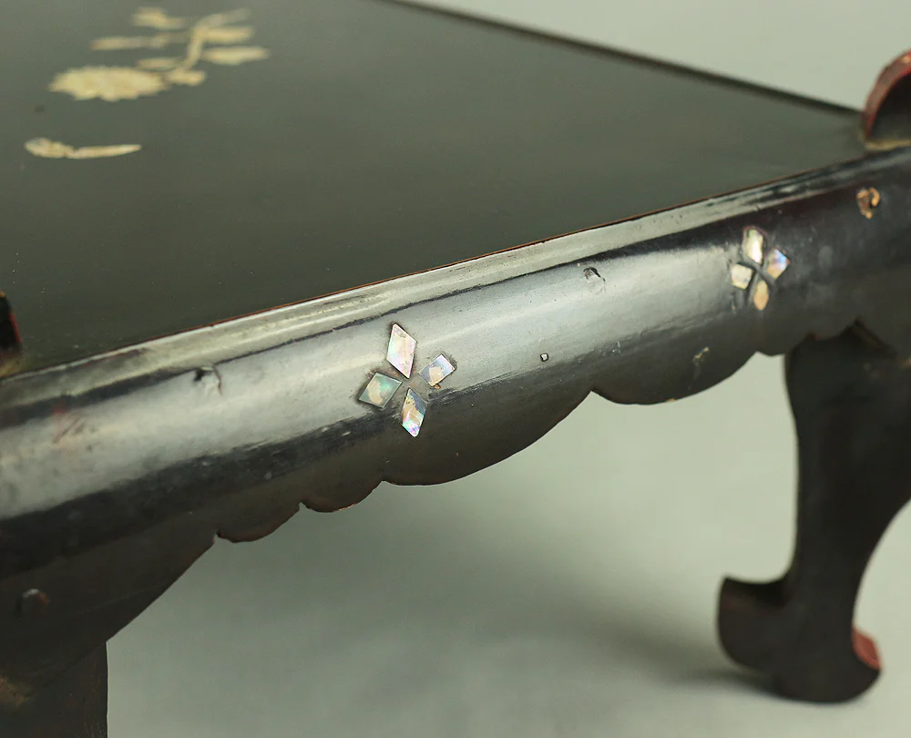 'Chrysanthemum and Butterfly' Inlaid Raden Mother of Pearl Black Lacquer Wooden Incense Burner Stand Flower Stand Bonsai Stand VA306 - Image 30