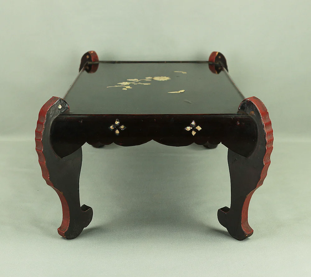 'Chrysanthemum and Butterfly' Inlaid Raden Mother of Pearl Black Lacquer Wooden Incense Burner Stand Flower Stand Bonsai Stand VA306 - Image 5