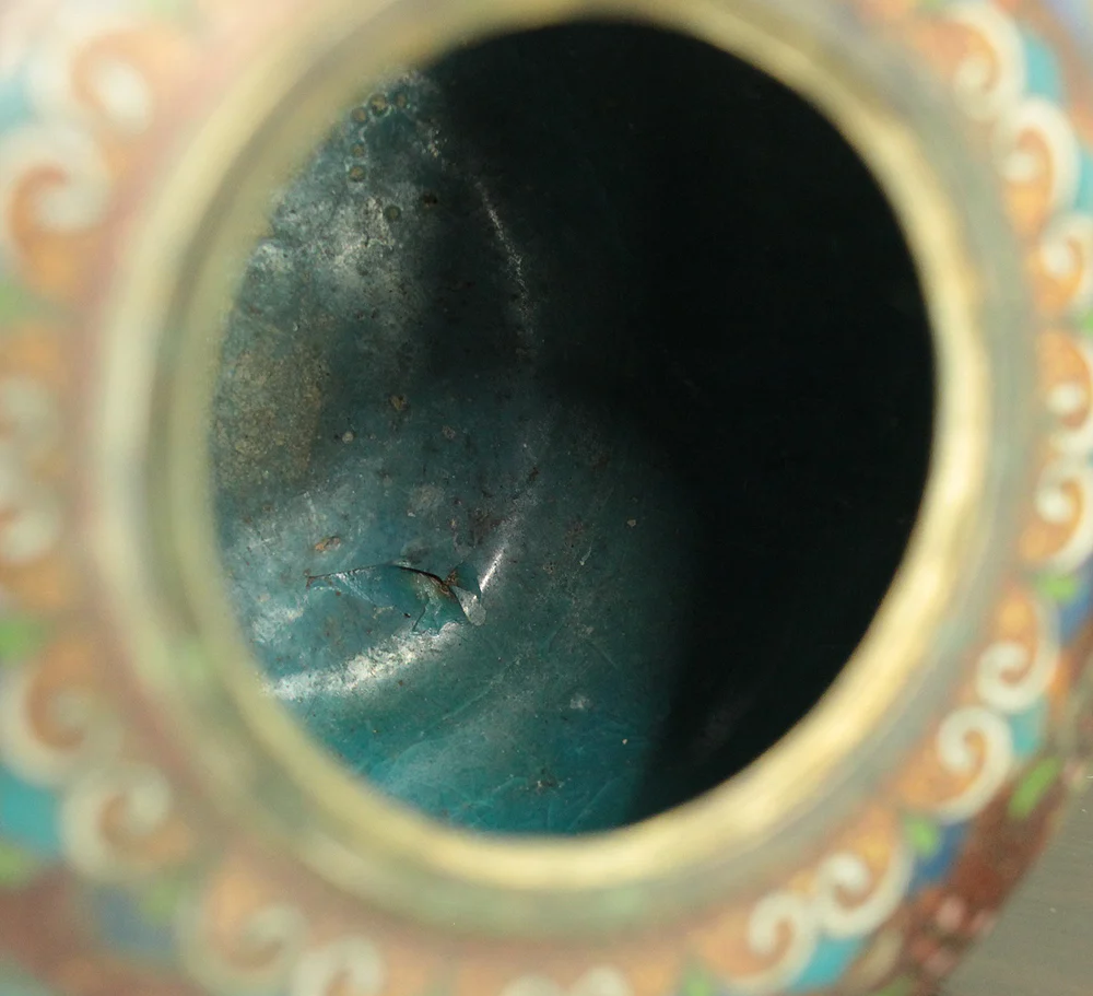 Cloisonne Phoenix and Chrysanthemum Pattern Three-legged Censer Incense Burner VA856 - Image 33