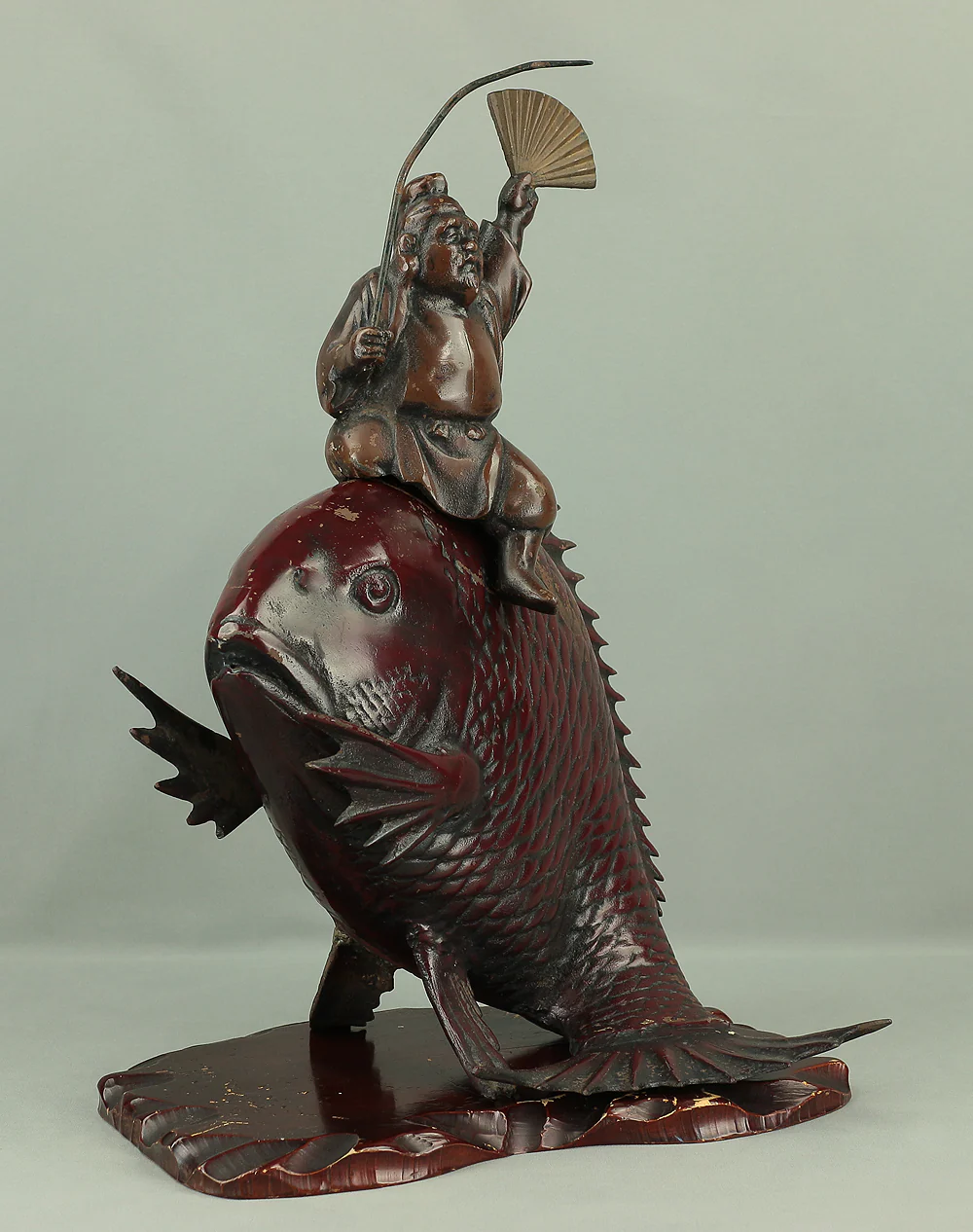 Ebisu and Sea Bream Japanese Iron Okimono Figurine 7.4kg V814 - Image 11