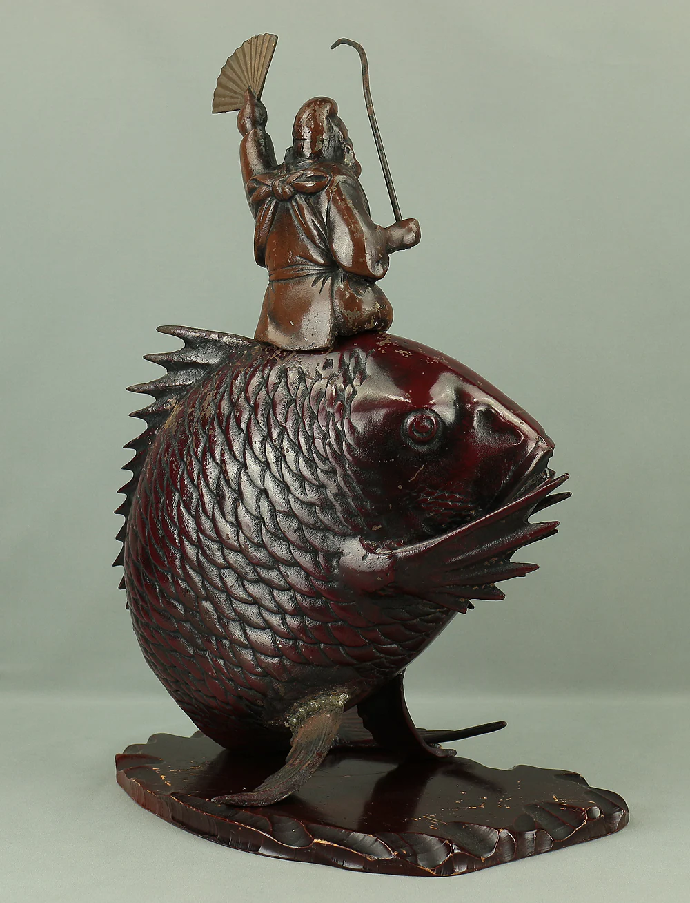 Ebisu and Sea Bream Japanese Iron Okimono Figurine 7.4kg V814 - Image 13