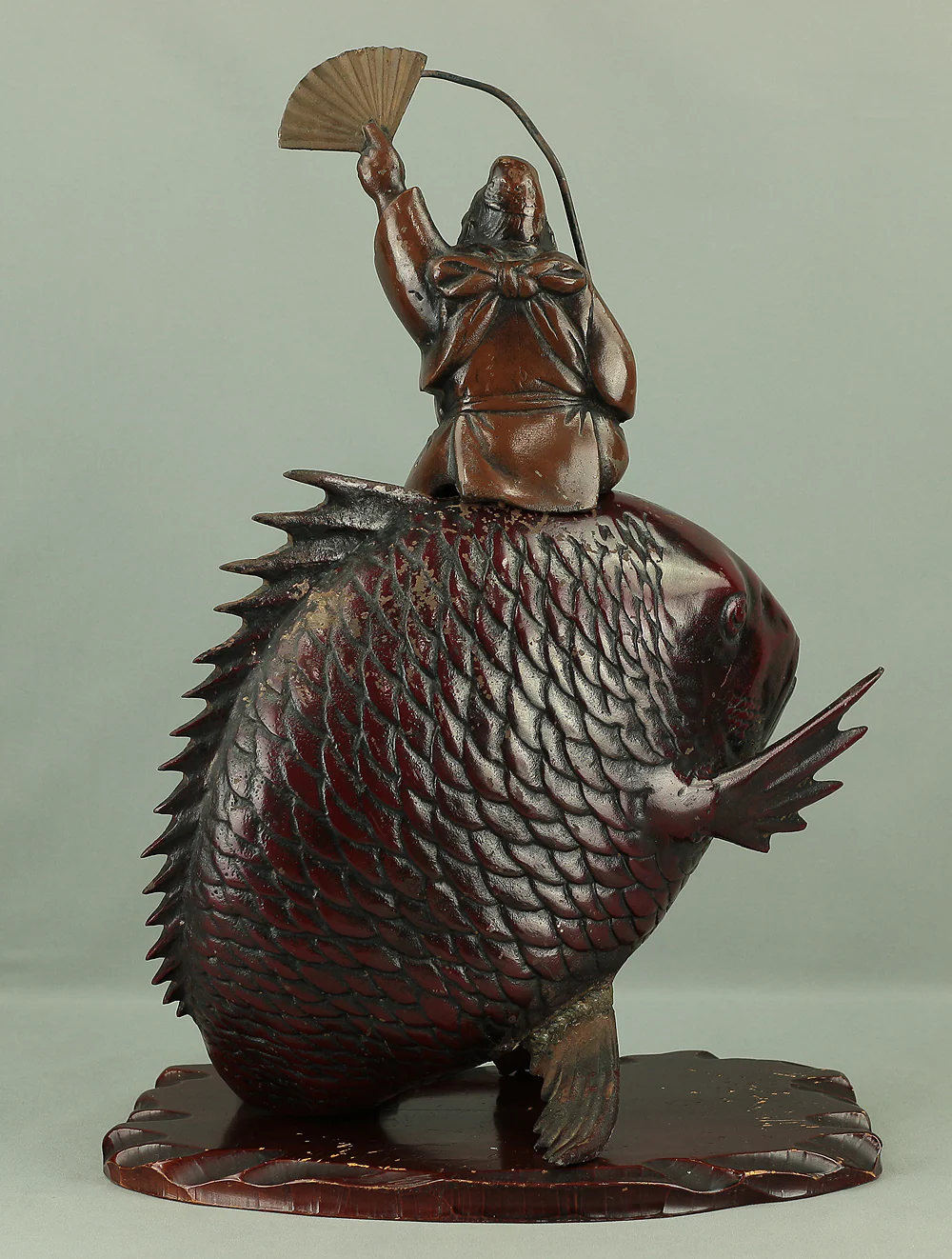 Ebisu and Sea Bream Japanese Iron Okimono Figurine 7.4kg V814 - Image 14
