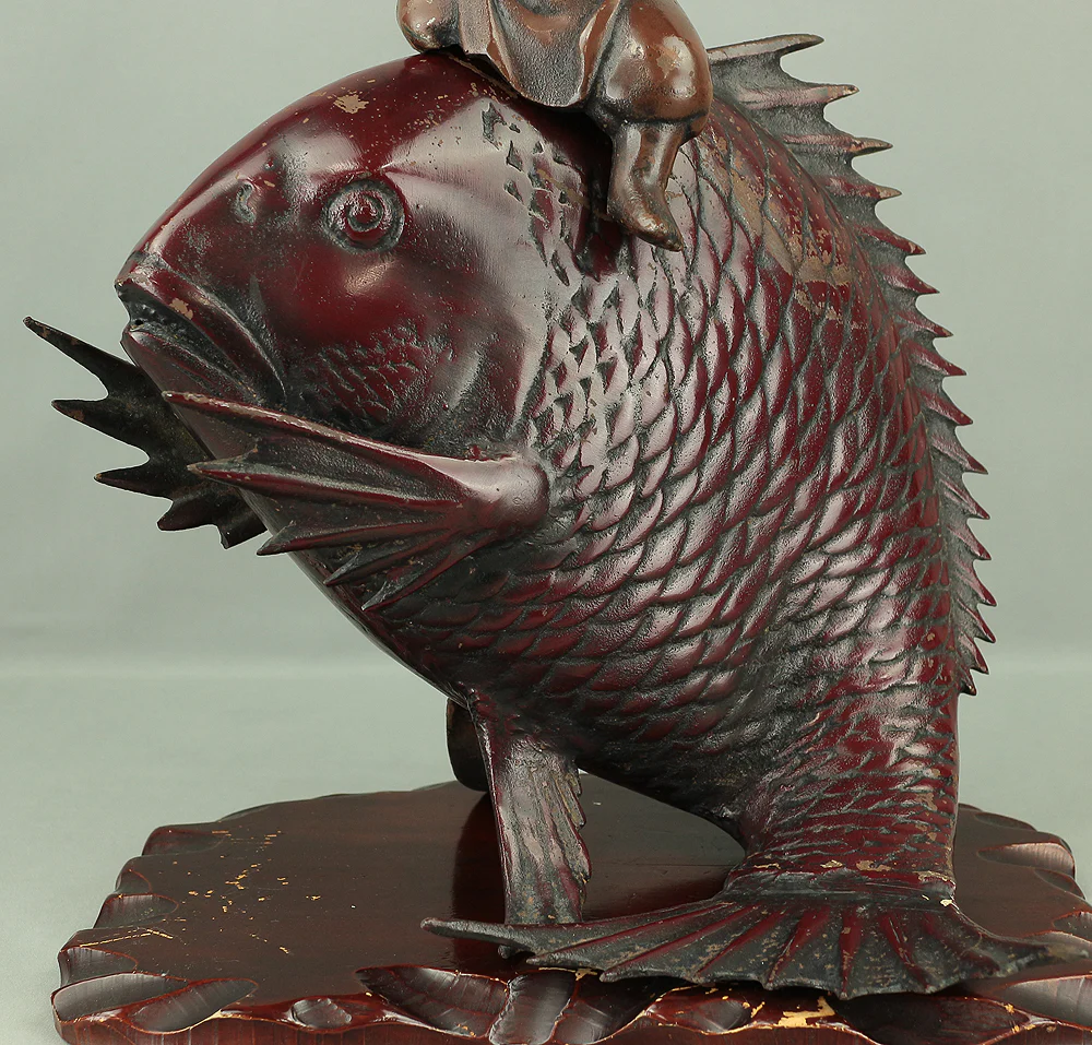 Ebisu and Sea Bream Japanese Iron Okimono Figurine 7.4kg V814 - Image 6