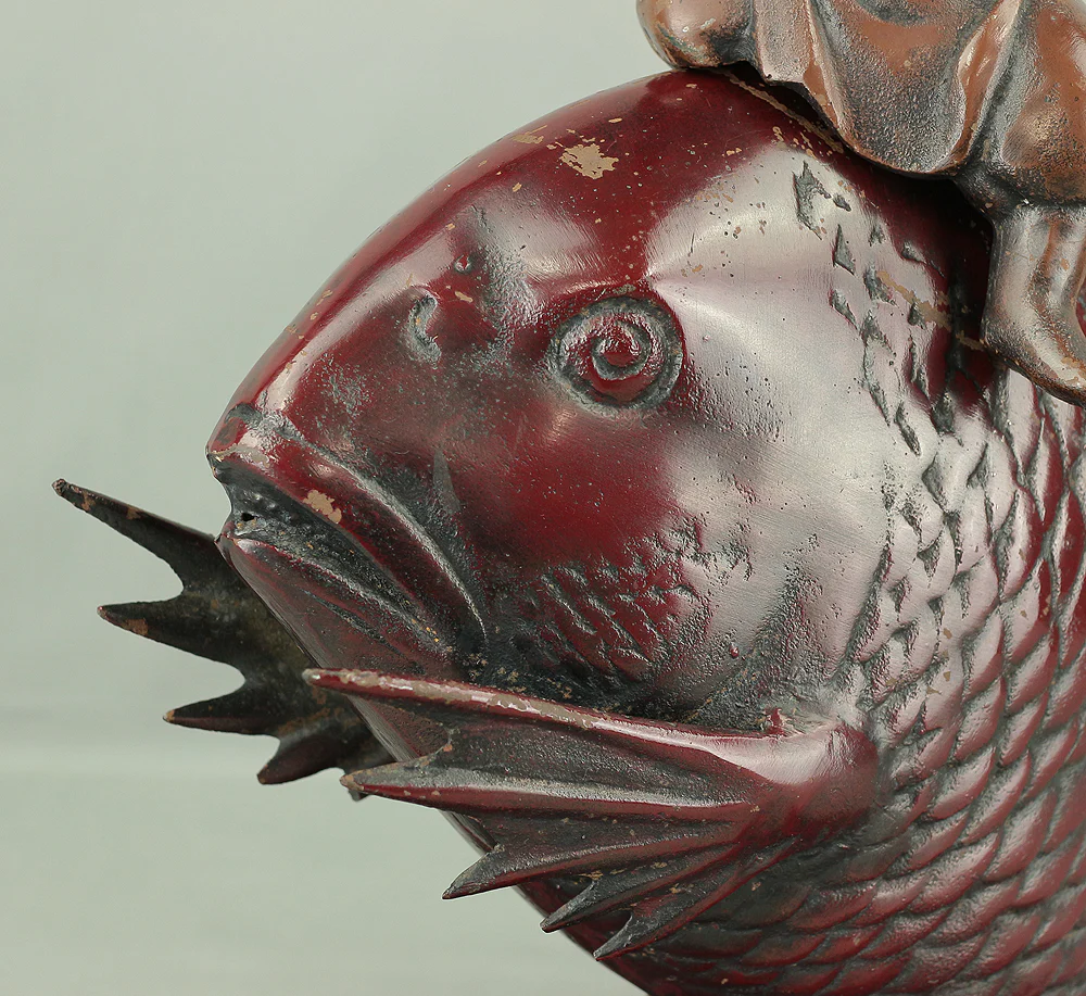 Ebisu and Sea Bream Japanese Iron Okimono Figurine 7.4kg V814 - Image 7
