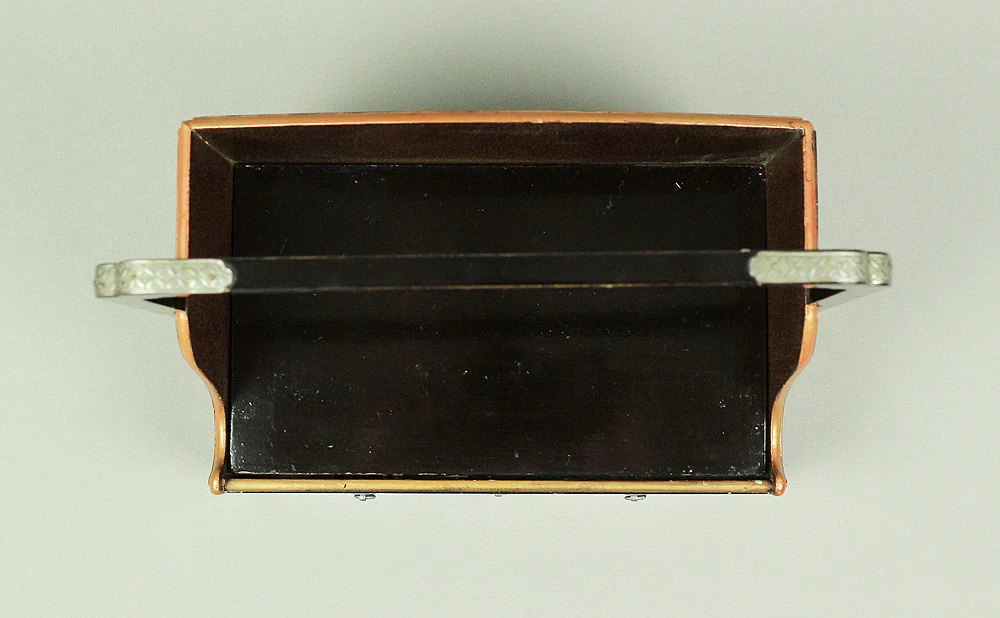 Handy Portable Tobacco Tray Box Gold Maki-e Urushi Lacquerware Age around 1900-1940 "Gold Pine Tree design" Traditional Ornaments V645 - Image 27