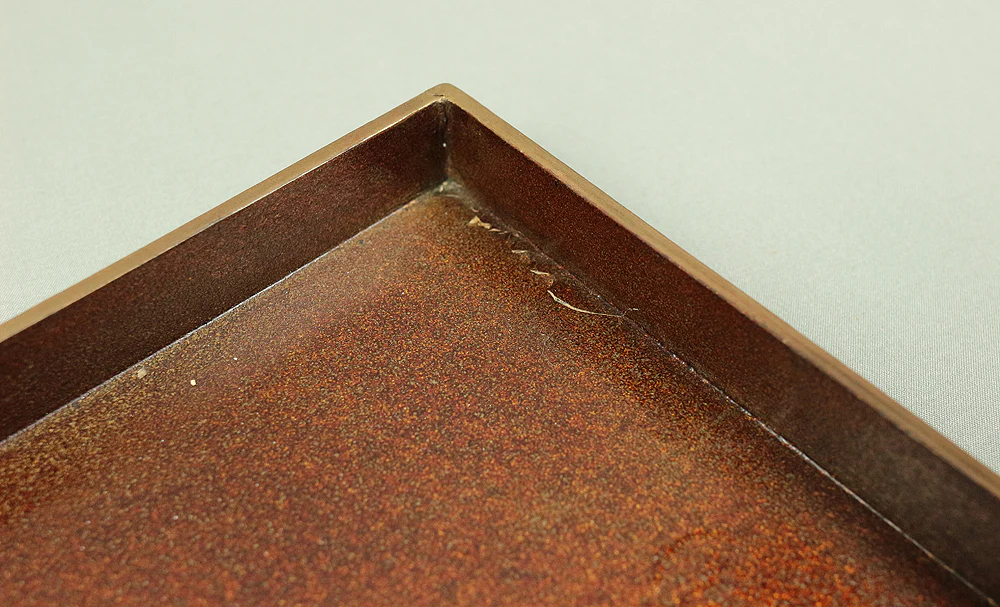 Handy Portable Tobacco Tray Box Gold Maki-e Urushi Lacquerware Age around 1900-1940 "Gold Pine Tree design" Traditional Ornaments V645 - Image 36