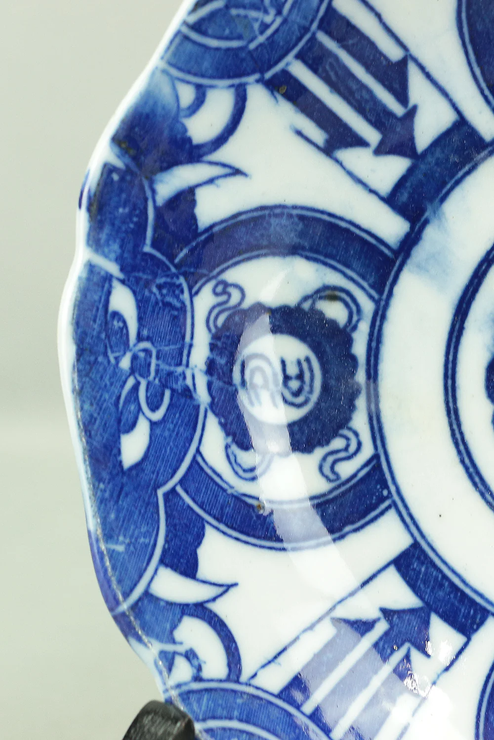 Imari ware Sometsuke Blue and White Porcelain Inban (Transfer printing) Decorative Small Plates 5pcs "Geometrical pattern & Scroll design" V682 - Image 10