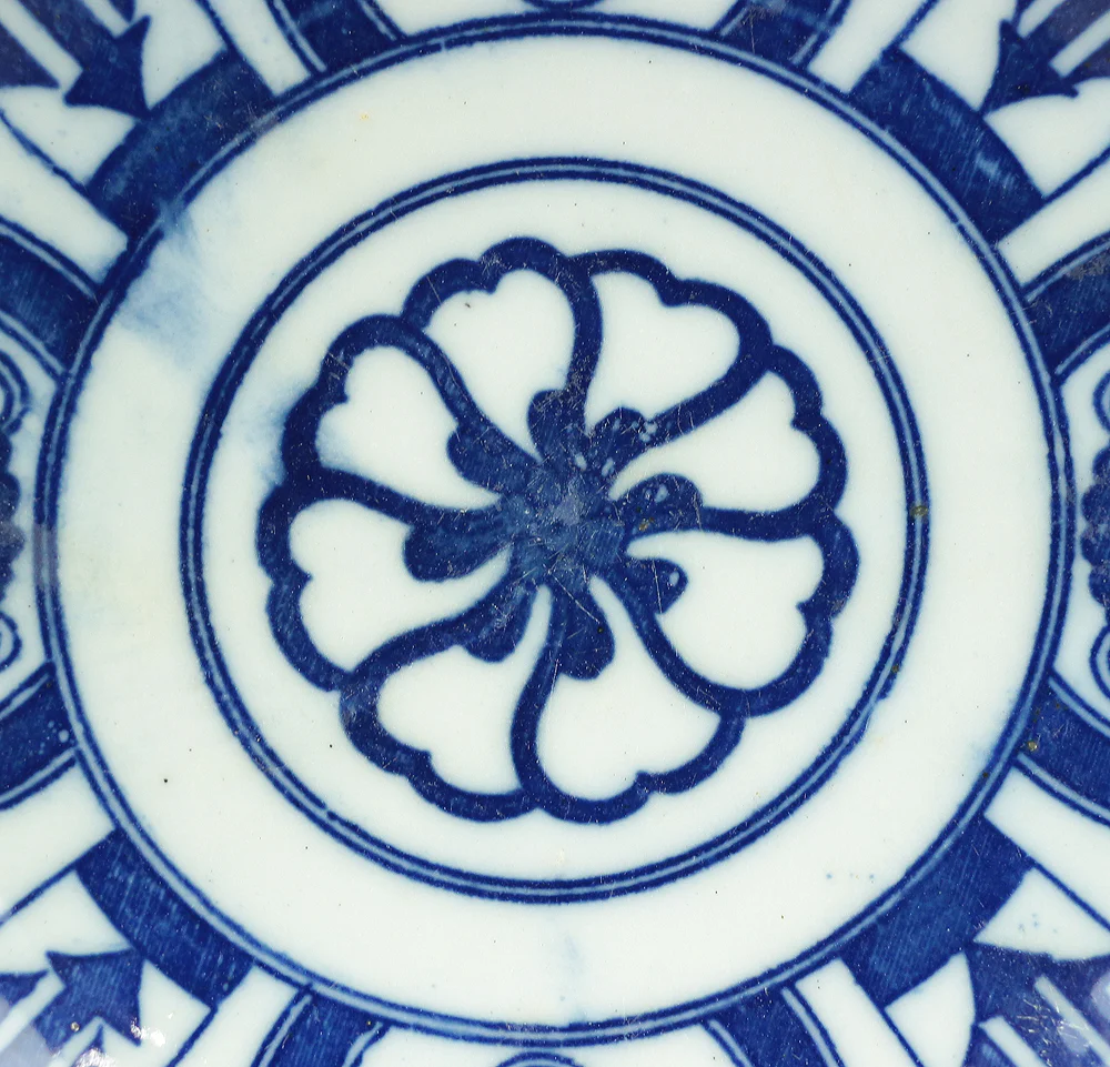 Imari ware Sometsuke Blue and White Porcelain Inban (Transfer printing) Decorative Small Plates 5pcs "Geometrical pattern & Scroll design" V682 - Image 11