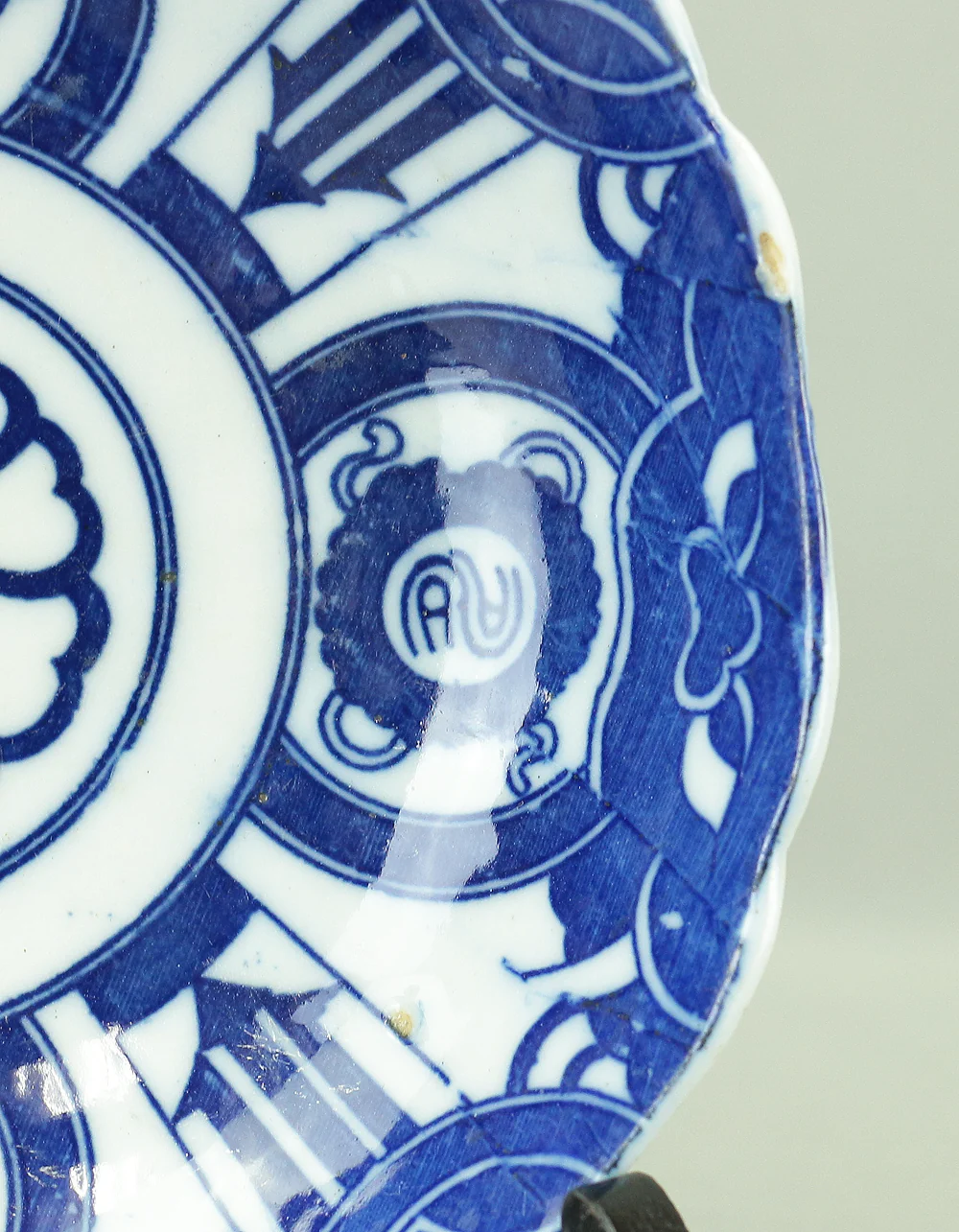 Imari ware Sometsuke Blue and White Porcelain Inban (Transfer printing) Decorative Small Plates 5pcs "Geometrical pattern & Scroll design" V682 - Image 8