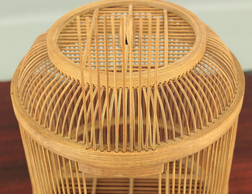 Japanese bamboo craft vintage handmade artisanal birdcage for small bird V733 - Image 15
