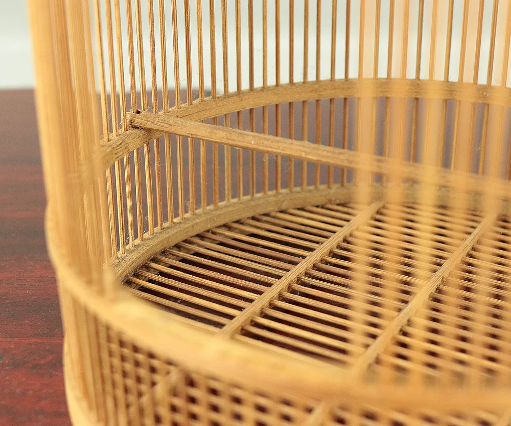 Japanese bamboo craft vintage handmade artisanal birdcage for small bird V733 - Image 17