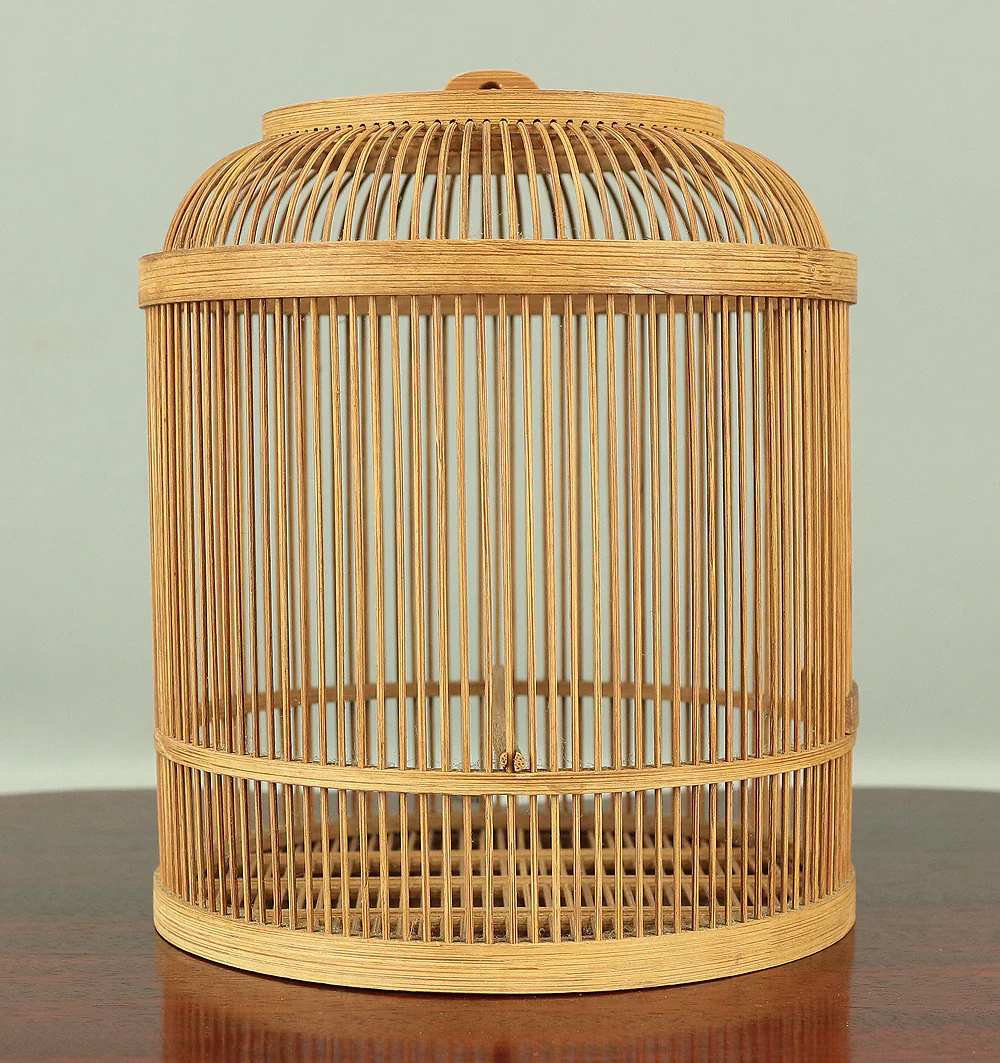 Japanese bamboo craft vintage handmade artisanal birdcage for small bird V733 - Image 20