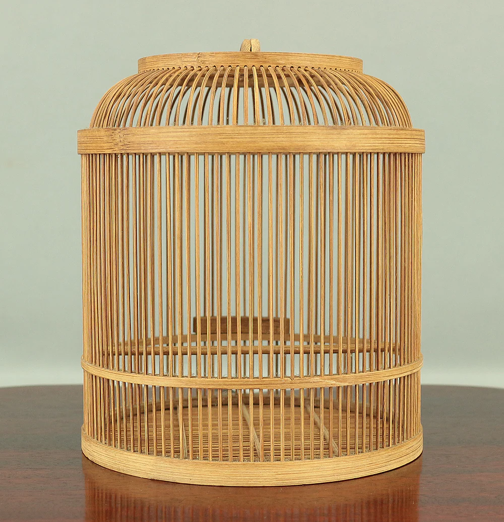 Japanese bamboo craft vintage handmade artisanal birdcage for small bird V733 - Image 21