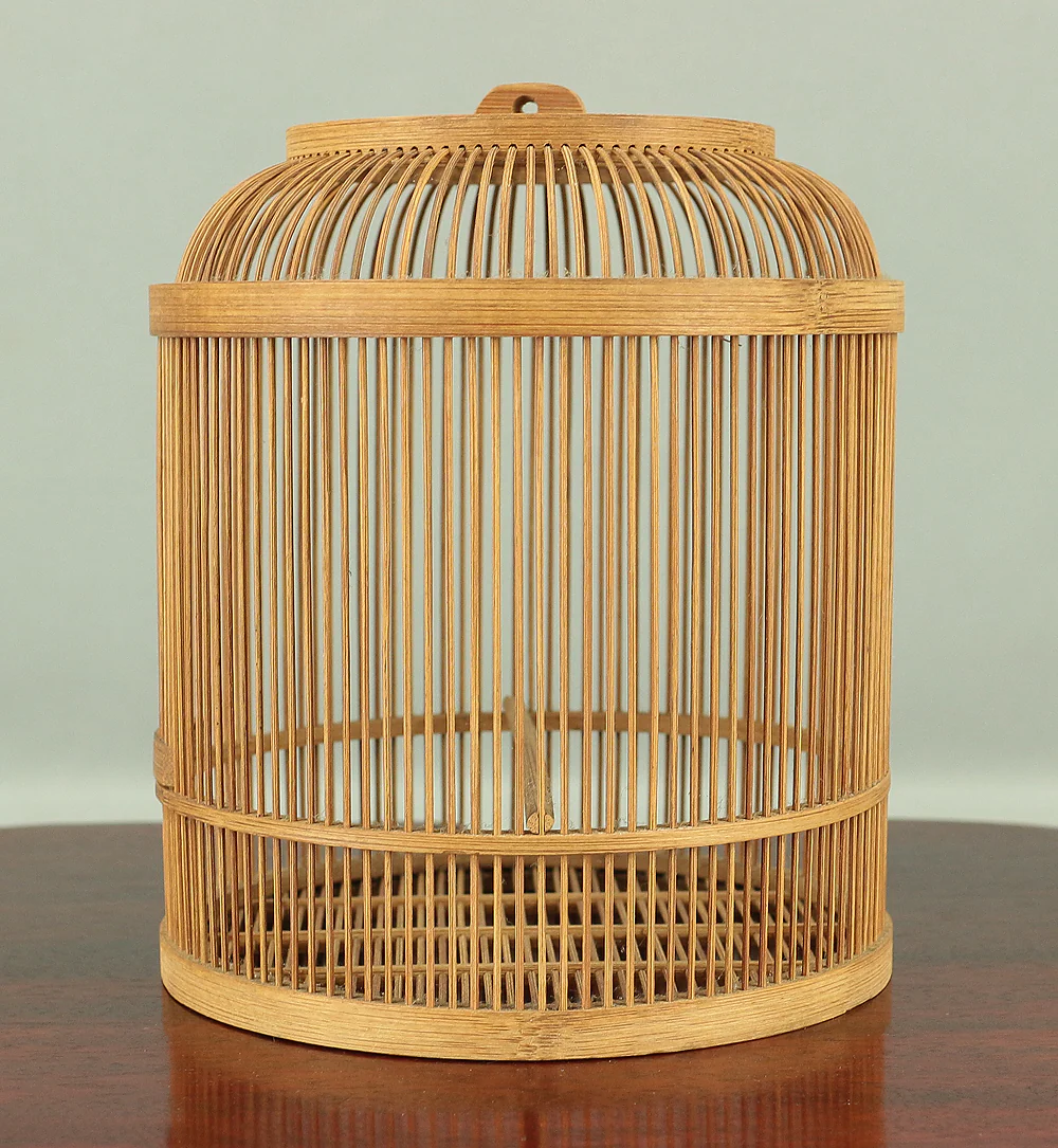 Japanese bamboo craft vintage handmade artisanal birdcage for small bird V733 - Image 22