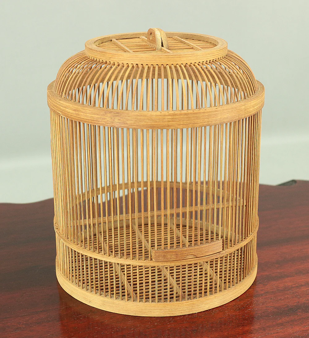Japanese bamboo craft vintage handmade artisanal birdcage for small bird V733 - Image 3