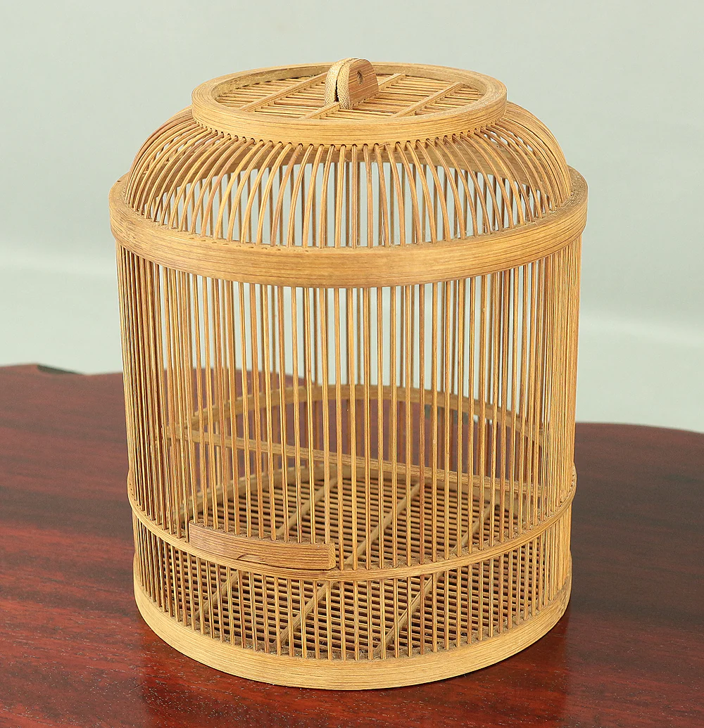 Japanese bamboo craft vintage handmade artisanal birdcage for small bird V733 - Image 4