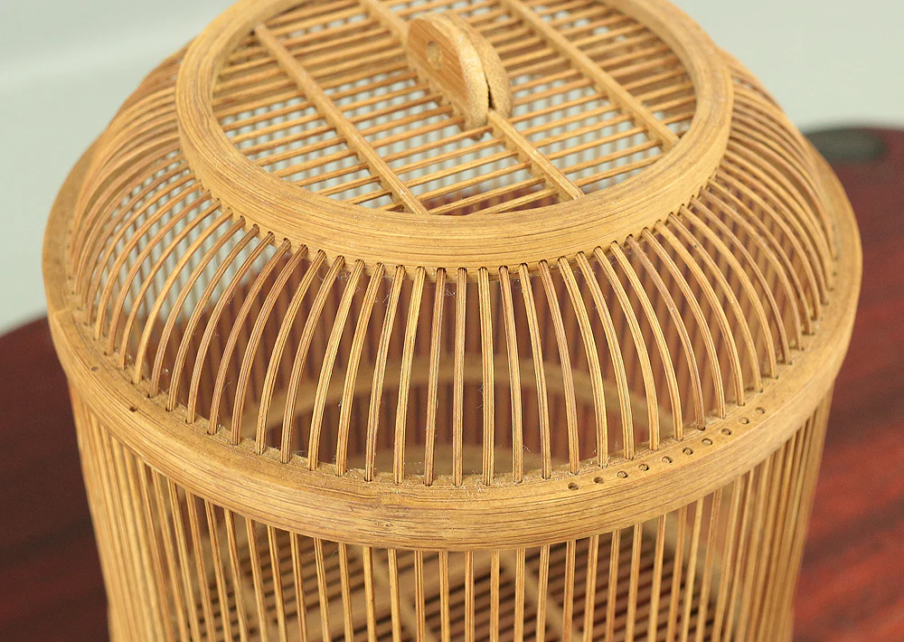 Japanese bamboo craft vintage handmade artisanal birdcage for small bird V733 - Image 5