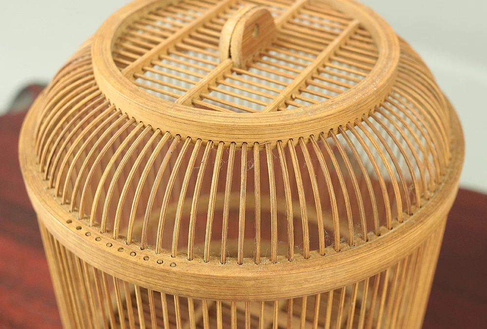 Japanese bamboo craft vintage handmade artisanal birdcage for small bird V733 - Image 6