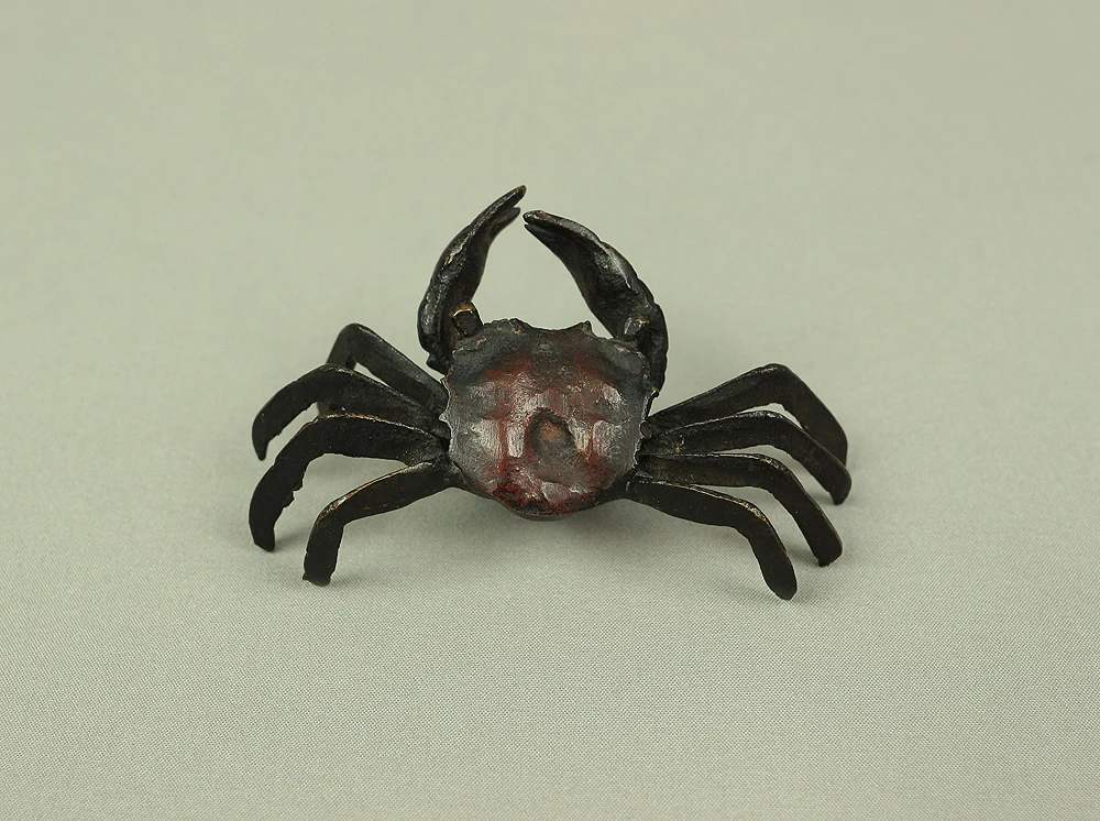 Japanese Bronze small ornament Okimono "Tenpai" Three crabs decorative for Bonsai, Suiseki V527 - Image 10
