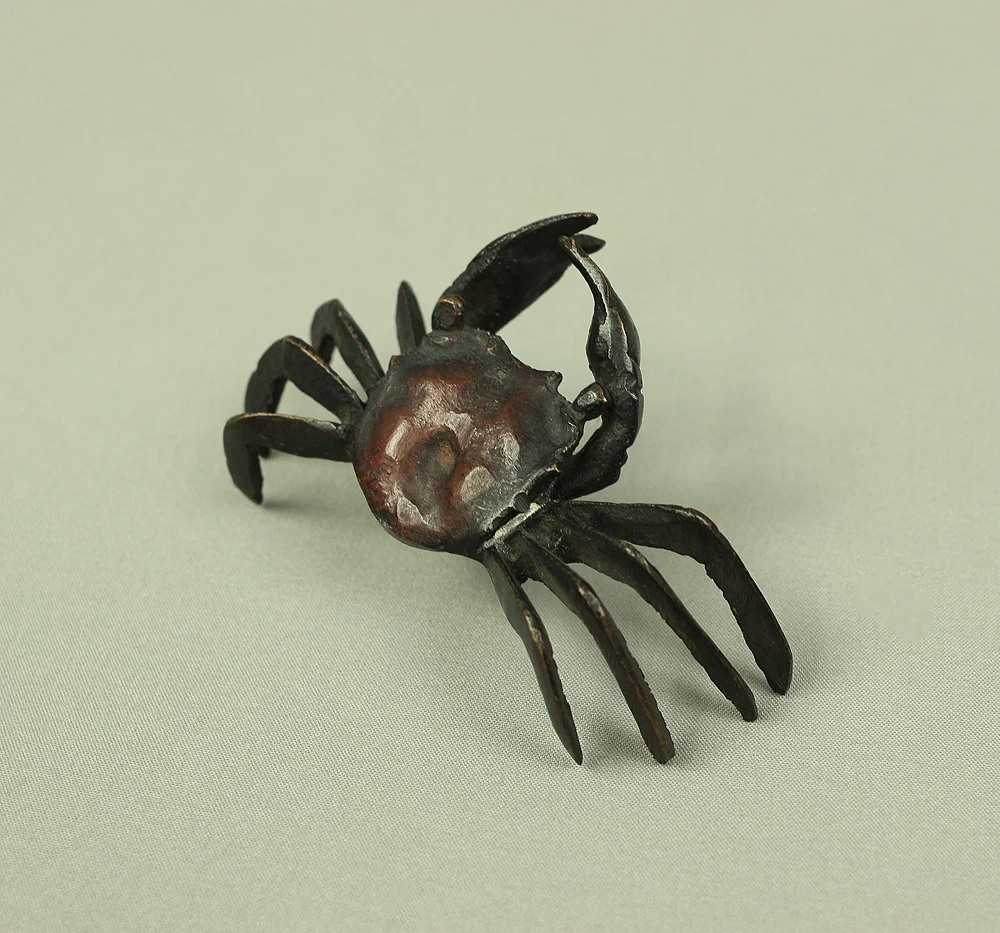 Japanese Bronze small ornament Okimono "Tenpai" Three crabs decorative for Bonsai, Suiseki V527 - Image 11