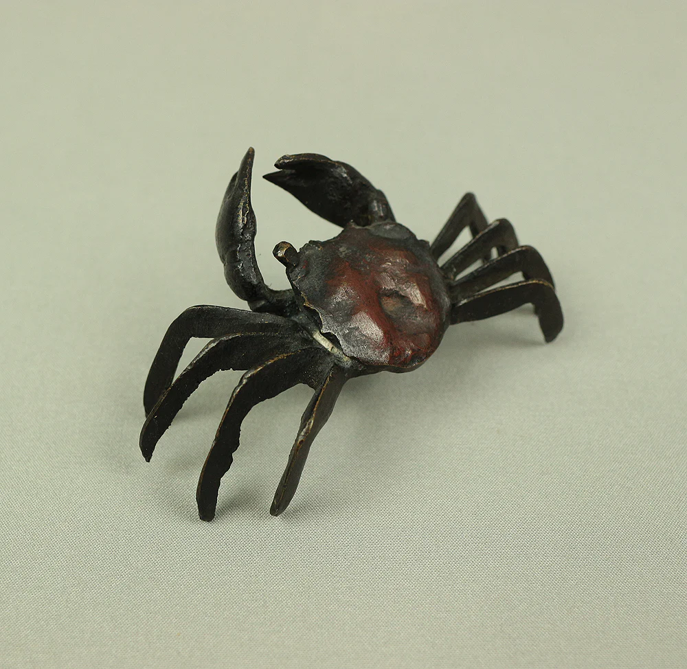 Japanese Bronze small ornament Okimono "Tenpai" Three crabs decorative for Bonsai, Suiseki V527 - Image 12