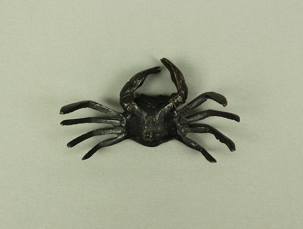 Japanese Bronze small ornament Okimono "Tenpai" Three crabs decorative for Bonsai, Suiseki V527 - Image 13