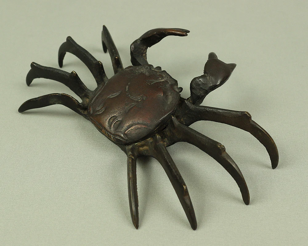 Japanese Bronze small ornament Okimono "Tenpai" Three crabs decorative for Bonsai, Suiseki V527 - Image 3