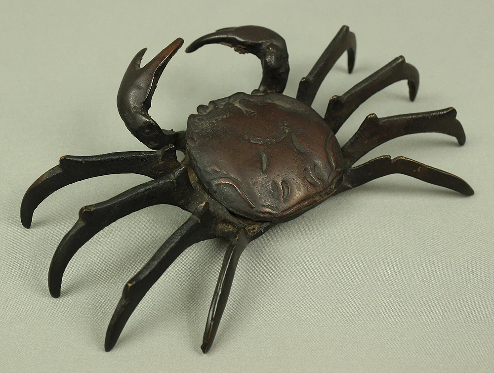 Japanese Bronze small ornament Okimono "Tenpai" Three crabs decorative for Bonsai, Suiseki V527 - Image 4