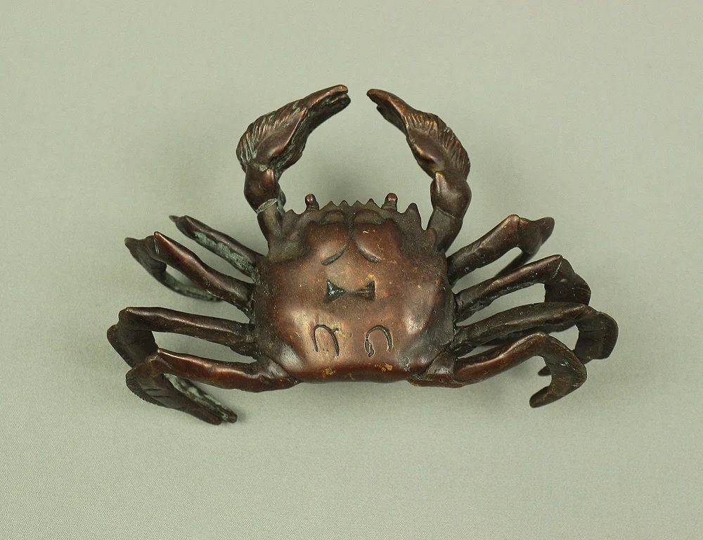 Japanese Bronze small ornament Okimono "Tenpai" Three crabs decorative for Bonsai, Suiseki V527 - Image 6