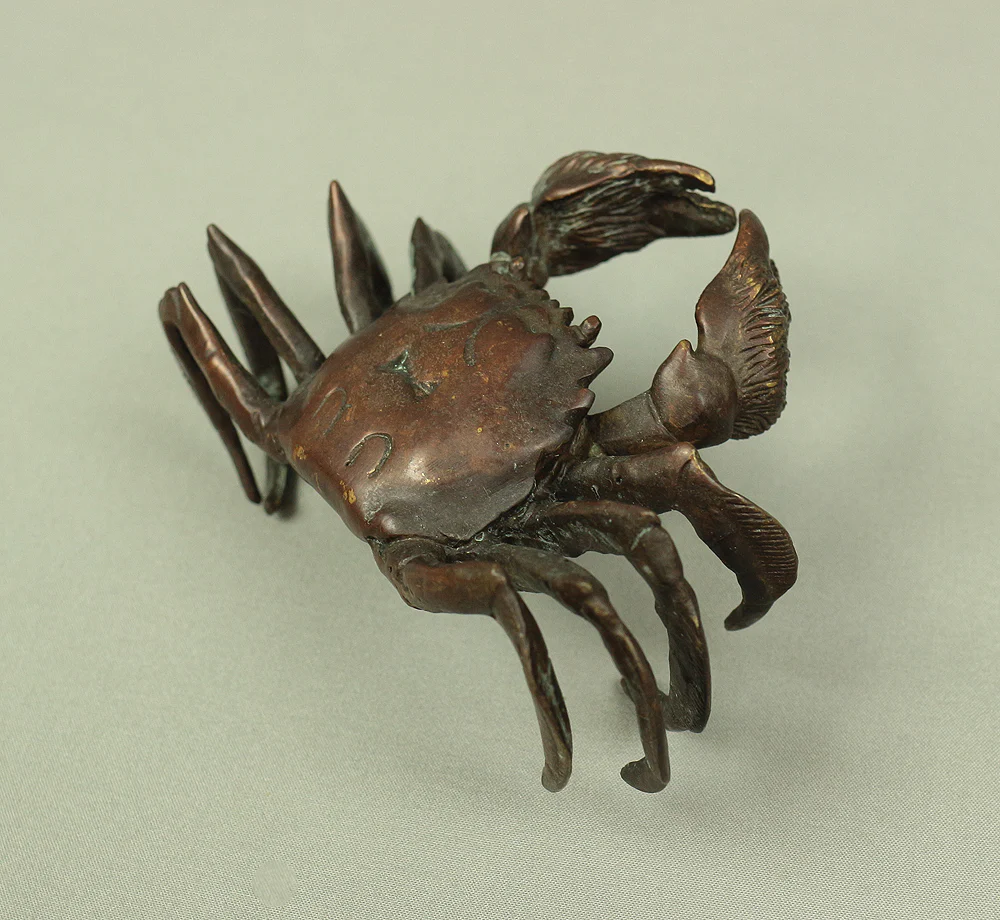 Japanese Bronze small ornament Okimono "Tenpai" Three crabs decorative for Bonsai, Suiseki V527 - Image 7