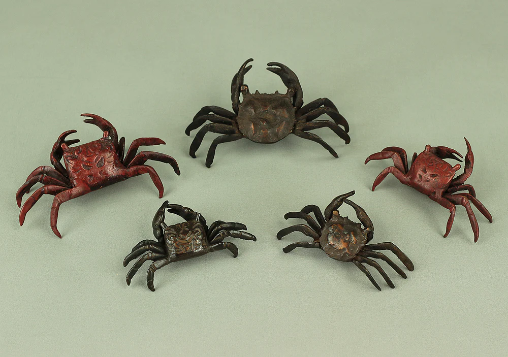 Japanese Bronze Tenpai Okimono Ornaments 'Five Crabs' for Bonsai Suiseki V978 - Image 52