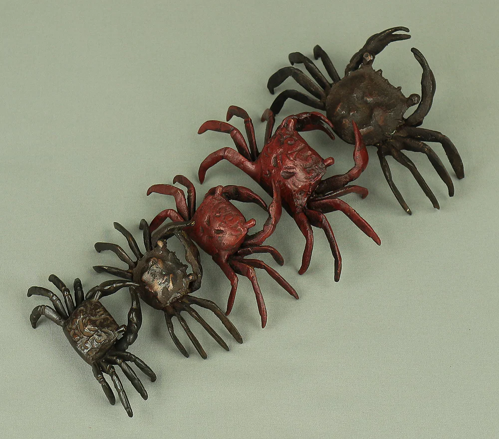 Japanese Bronze Tenpai Okimono Ornaments 'Five Crabs' for Bonsai Suiseki V978 - Image 54