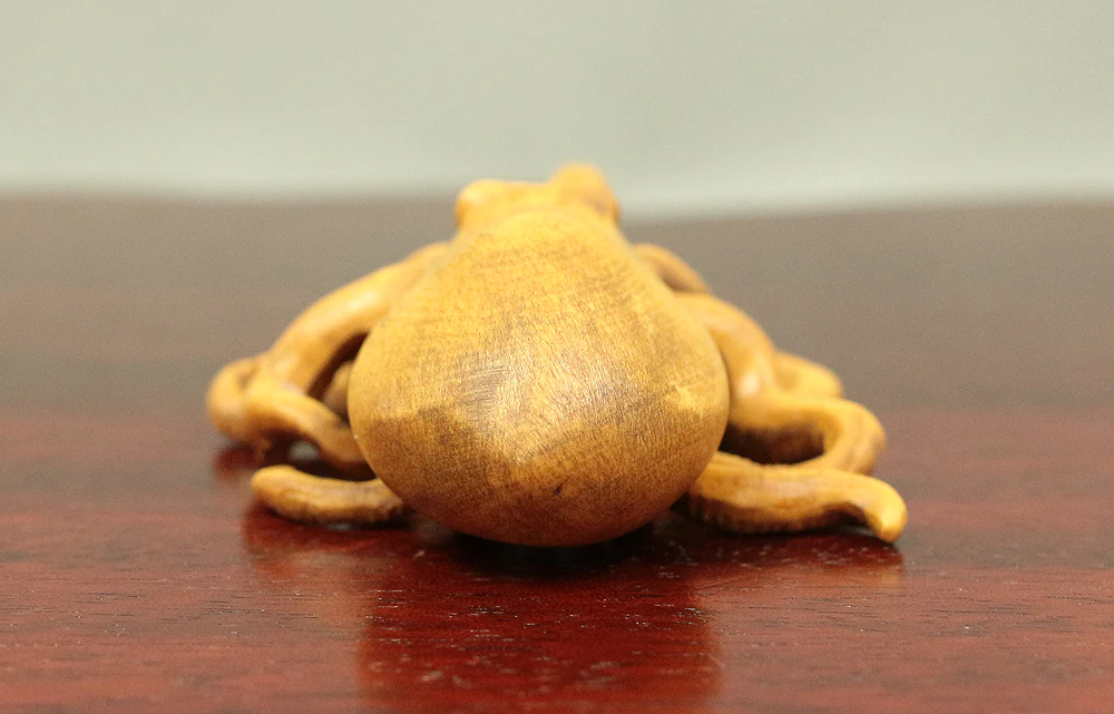 Japanese elaborated wood carving Very tiny octopus Okimono ornament figurine V595 - Image 18