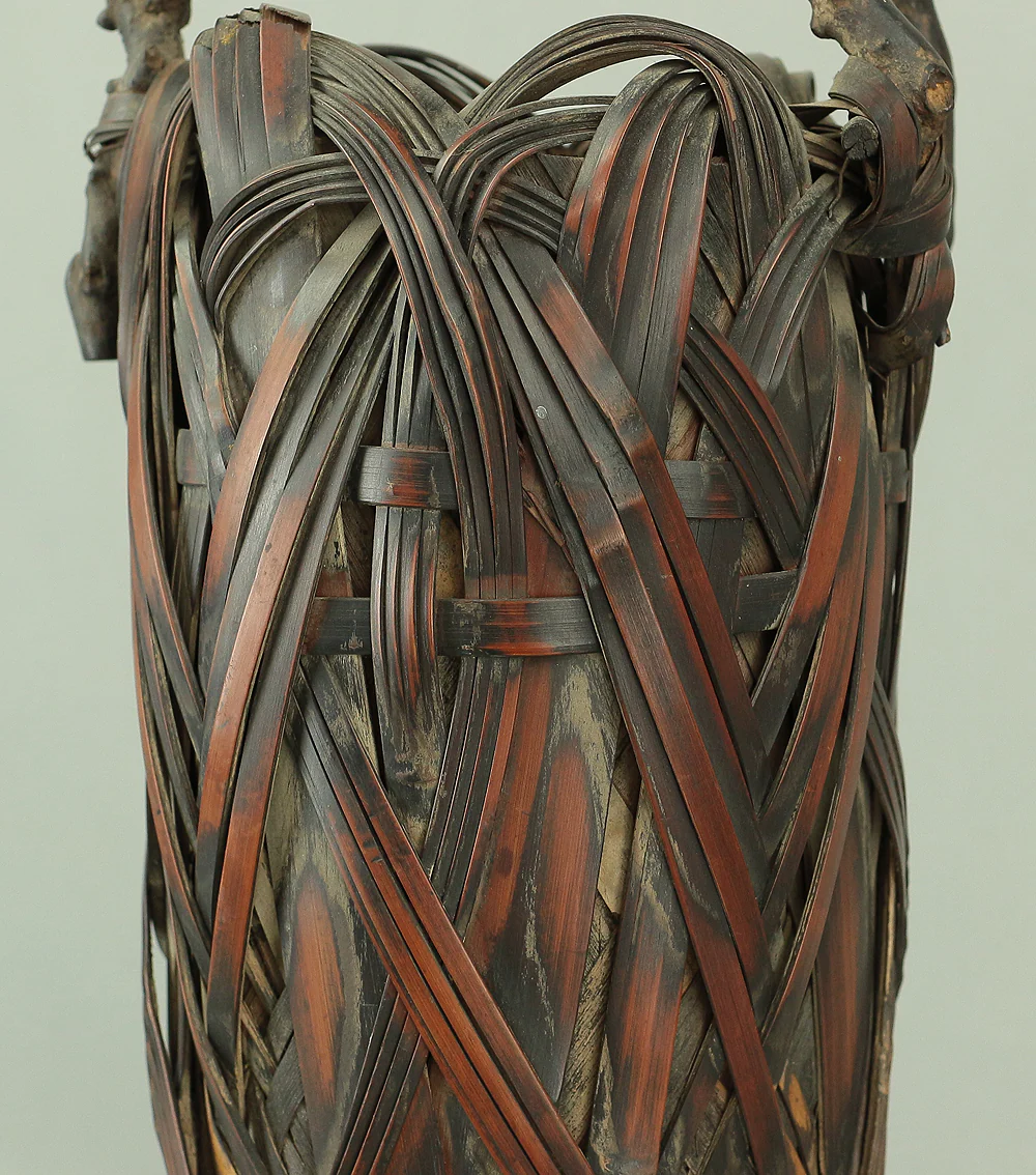 Japanese Elaborately Woven Bamboo Flower Vase with Wooden Handle Basket Hanakago for Ikebana, flower arrangement, Hanaike etc V696 - Image 13