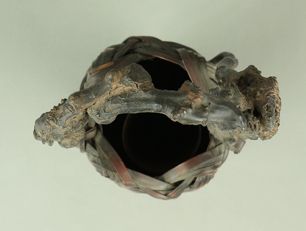 Japanese Elaborately Woven Bamboo Flower Vase with Wooden Handle Basket Hanakago for Ikebana, flower arrangement, Hanaike etc V696 - Image 22