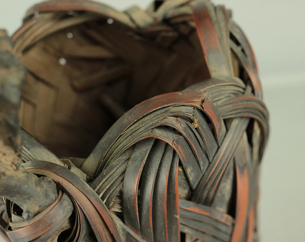 Japanese Elaborately Woven Bamboo Flower Vase with Wooden Handle Basket Hanakago for Ikebana, flower arrangement, Hanaike etc V696 - Image 30