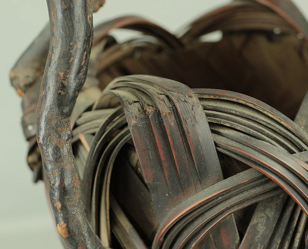 Japanese Elaborately Woven Bamboo Flower Vase with Wooden Handle Basket Hanakago for Ikebana, flower arrangement, Hanaike etc V696 - Image 31