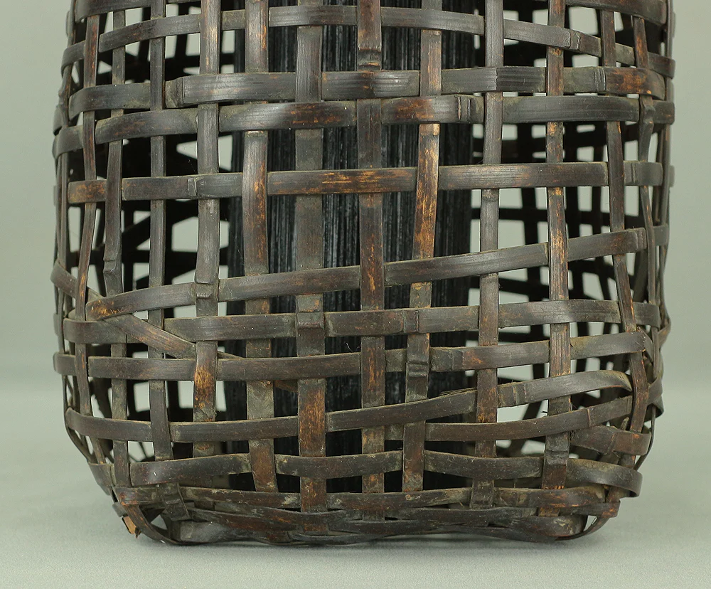 Japanese Woven Bamboo Flower Vase with Handle Basket Hanakago suited in a tea room for Ikebana, flower arrangement, Hanaike, etc V775 - Image 12
