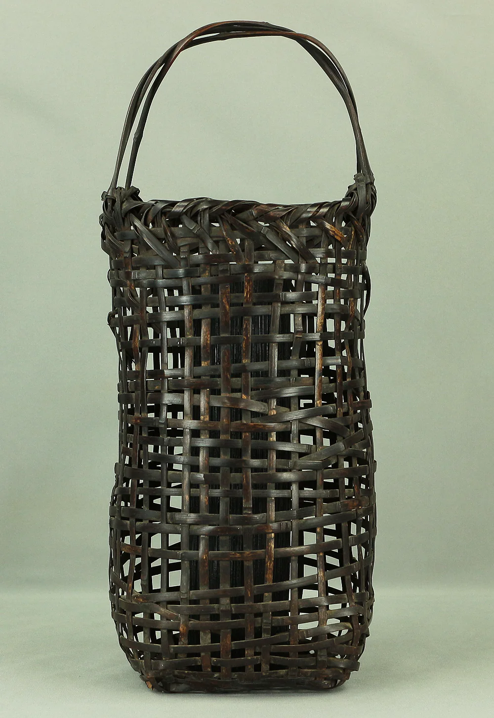 Japanese Woven Bamboo Flower Vase with Handle Basket Hanakago suited in a tea room for Ikebana, flower arrangement, Hanaike, etc V775 - Image 13