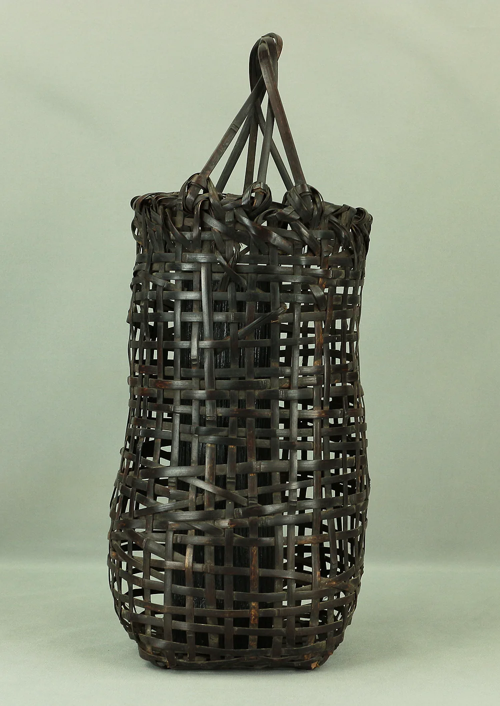 Japanese Woven Bamboo Flower Vase with Handle Basket Hanakago suited in a tea room for Ikebana, flower arrangement, Hanaike, etc V775 - Image 14