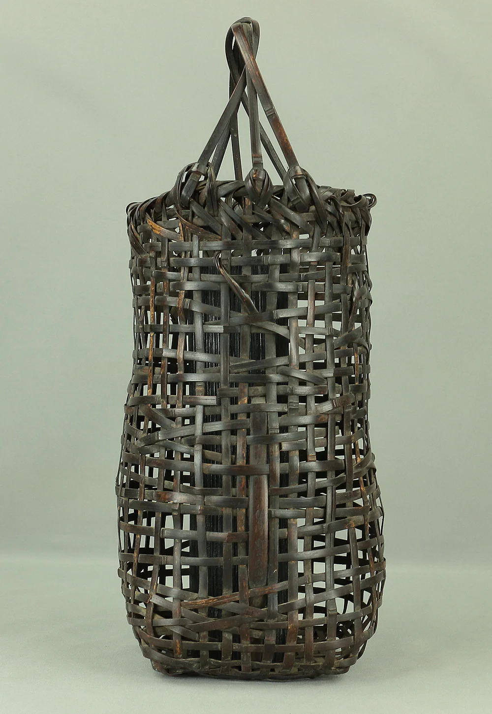Japanese Woven Bamboo Flower Vase with Handle Basket Hanakago suited in a tea room for Ikebana, flower arrangement, Hanaike, etc V775 - Image 17