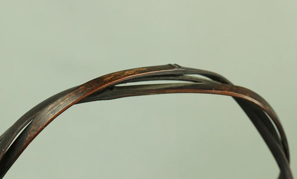 Japanese Woven Bamboo Flower Vase with Handle Basket Hanakago suited in a tea room for Ikebana, flower arrangement, Hanaike, etc V775 - Image 8