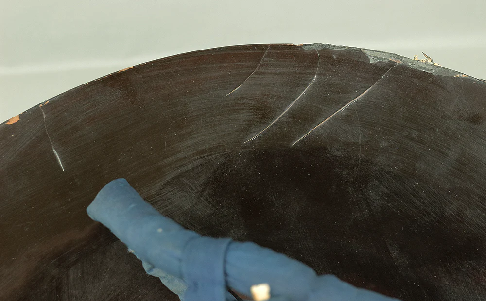 Jingasa Japanese Samurai hat helmet Gold and Black Lacquer Wood Crest of Maruni Nagato Mitsuboshi 'Three Stars and a straight line in Circle Shape' V726 - Image 19